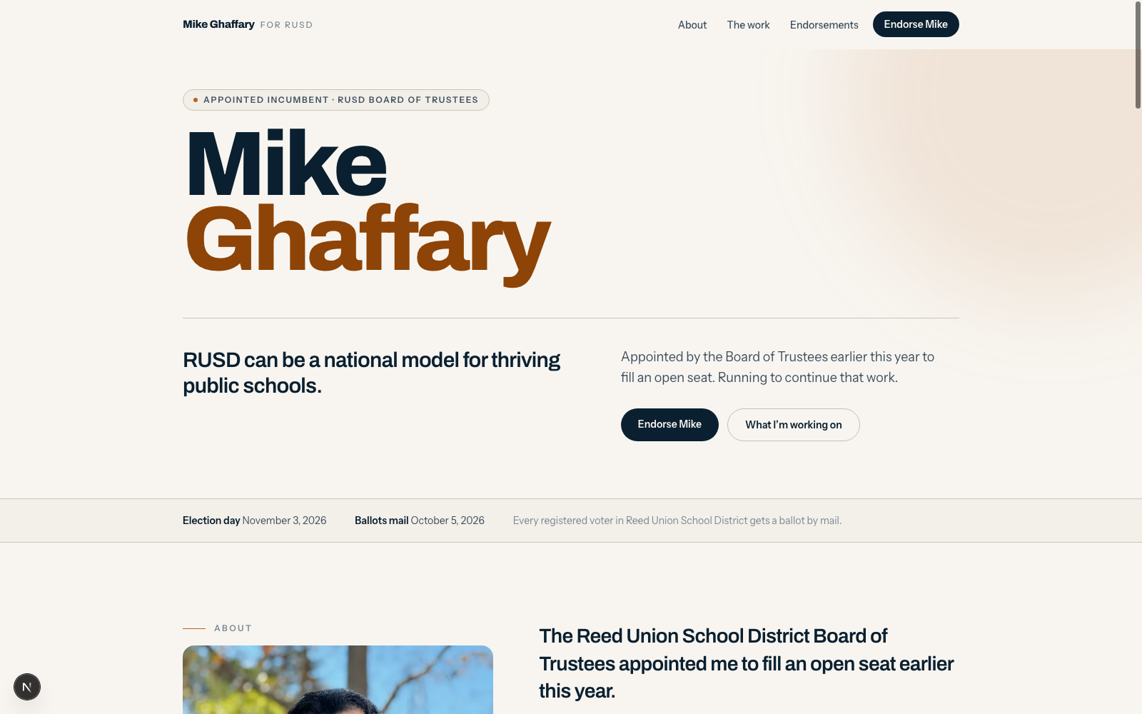 Ghaffary for School Board website